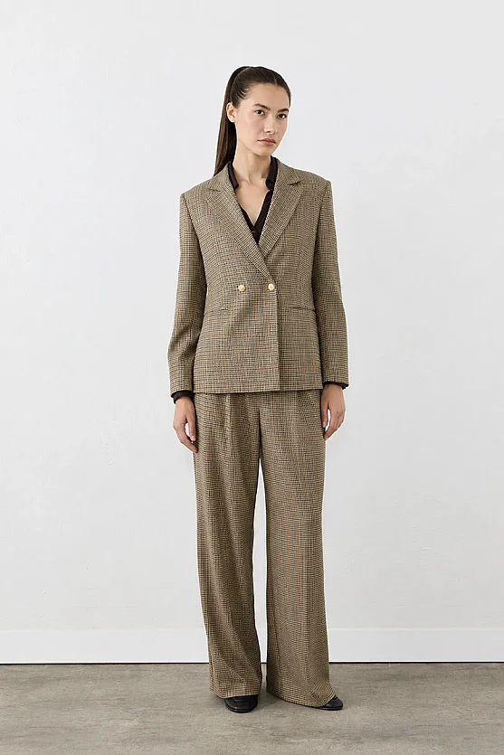Kazayağı Blazer Ceket - Kahverengi - Gusto