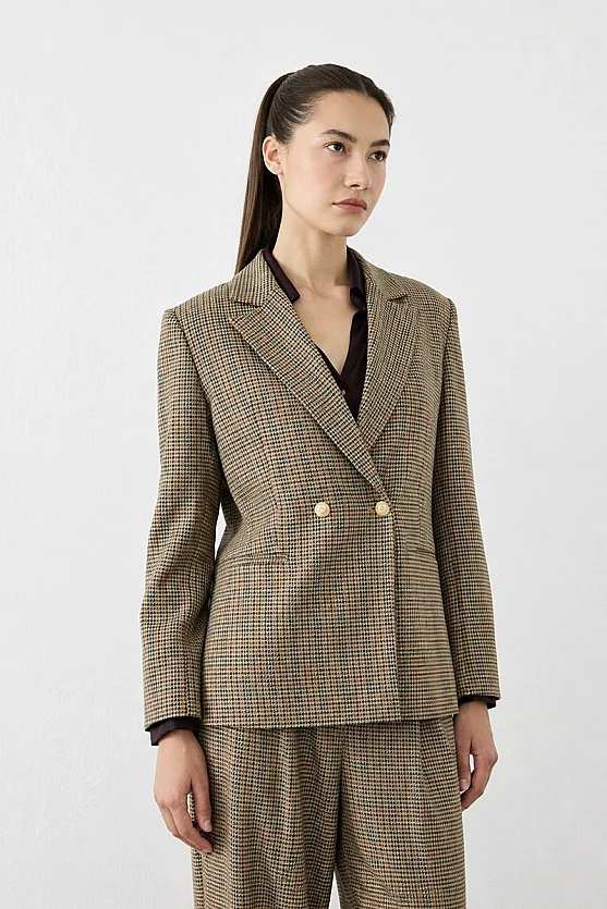 Kazayağı Blazer Ceket - Kahverengi - Gusto