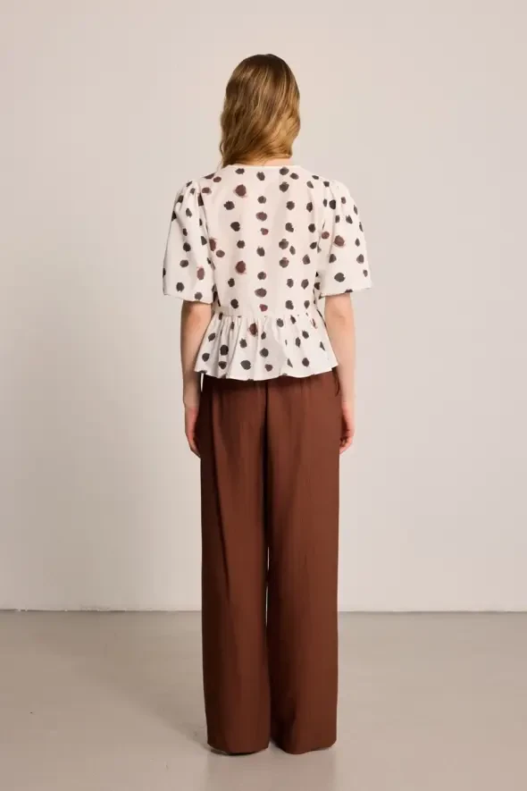 Kelebek Koleksiyonu Balon Kollu Bluz - Beyaz - Gusto