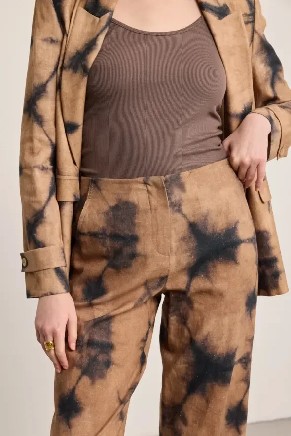 Kelebek Koleksiyonu Keten Pantolon - Vizon - 8