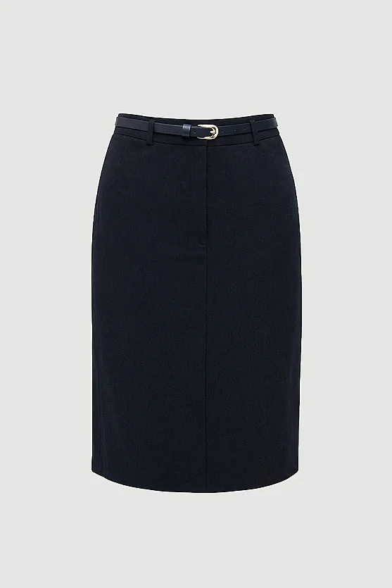 Kemerli Kalem Etek - Lacivert - Gusto