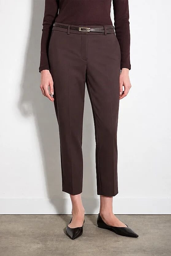 Kemerli Sigaret Koton Pantolon - Kahverengi - 2