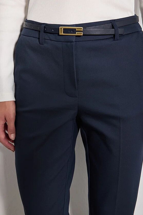 Kemerli Sigaret Koton Pantolon - Lacivert - Gusto