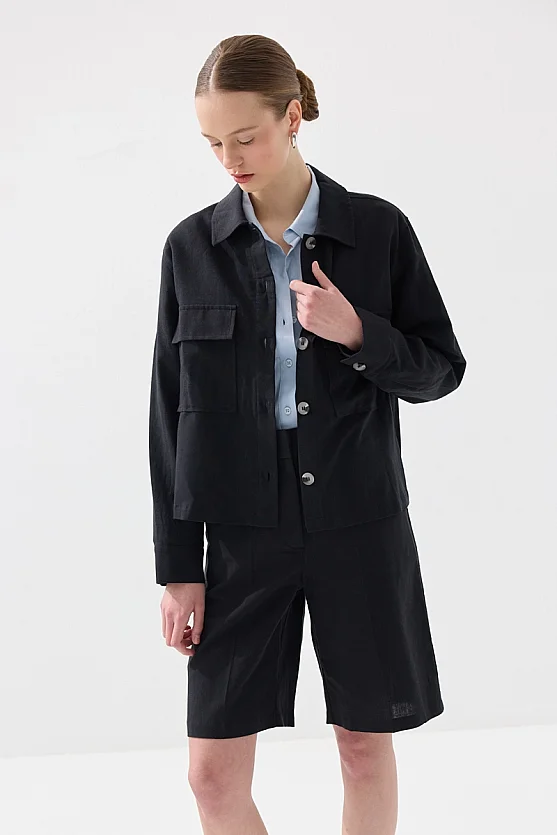 Keten Bermuda - Siyah - 8
