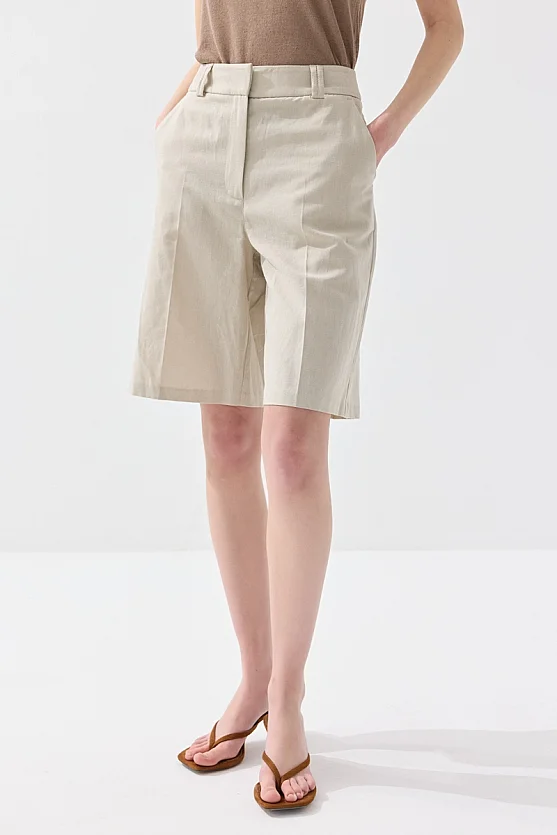 Keten Bermuda - Taş - 2