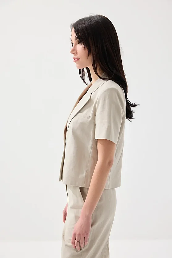 Kısa Keten Ceket - Taş - Gusto