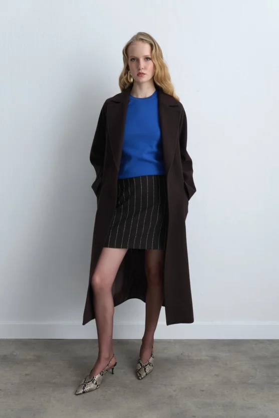 Kısa Kollu Triko Bluz - Mavi - 3