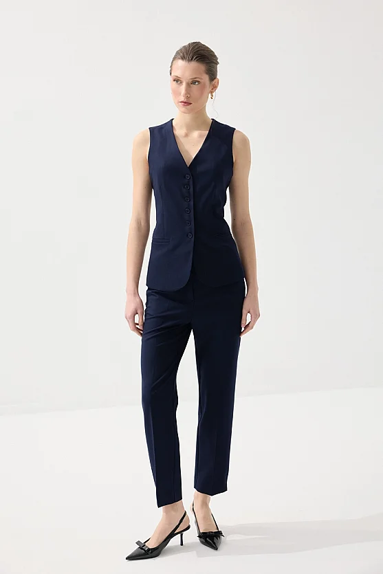 Klasik Düğmeli Yelek - Lacivert - 5