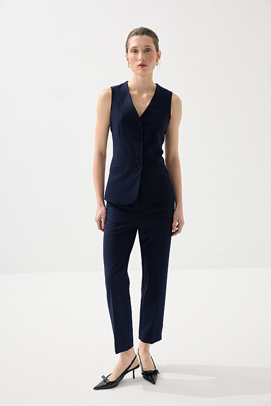 Klasik Düğmeli Yelek - Lacivert - 5