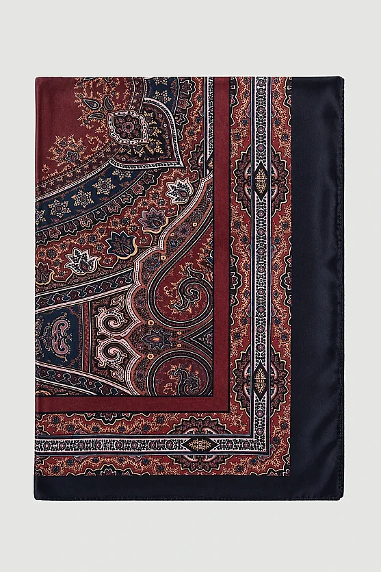 Klasik Etnik Desenli Şal - Bordo - 2