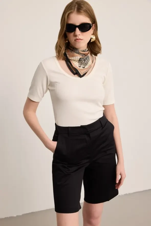 Klasik Koton Bermuda - Siyah - Gusto