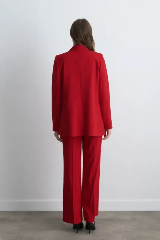 Krep Blazer Ceket - Kırmızı - 9