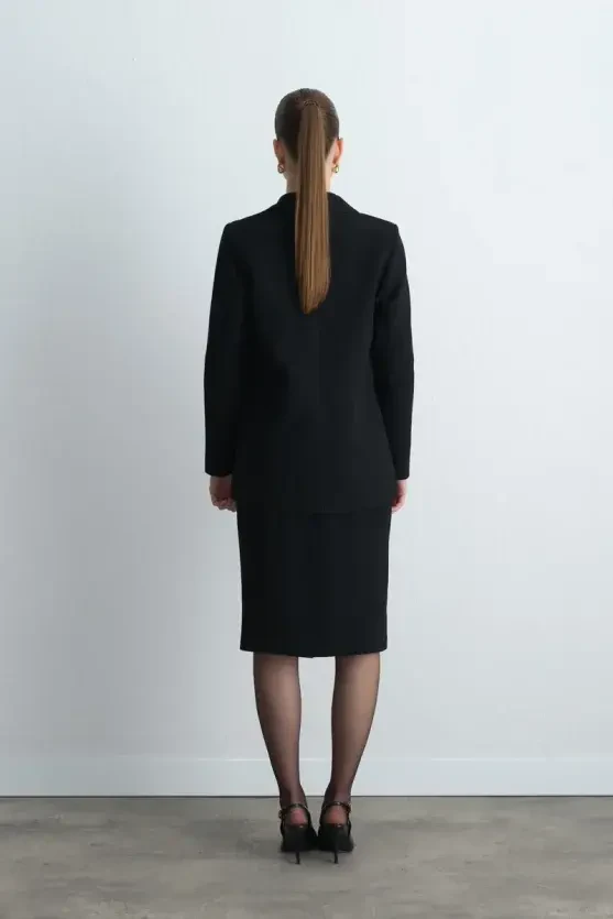 Krep Blazer Ceket - Siyah - Gusto