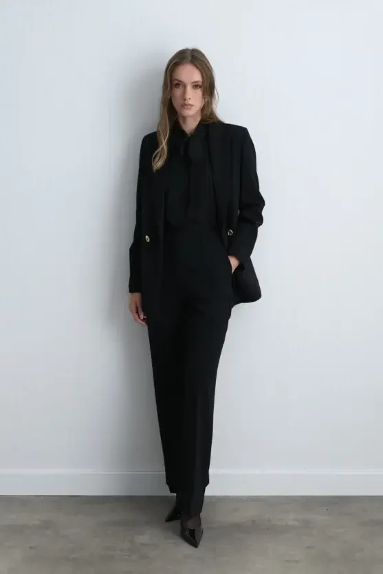 Krep Blazer Ceket - Siyah - Gusto