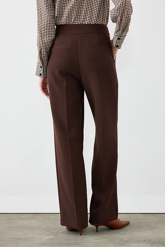 Krep Lycra Palazzo Pantolon - Kahverengi - Gusto