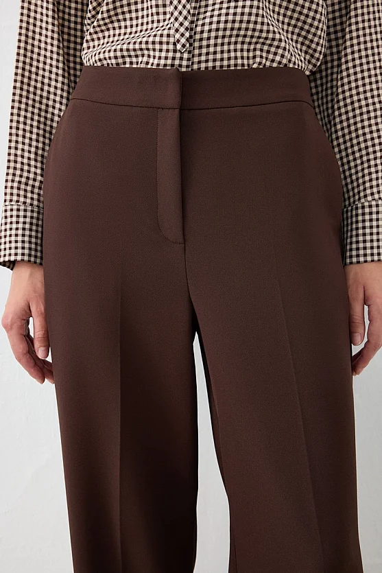 Krep Lycra Palazzo Pantolon - Kahverengi - Gusto