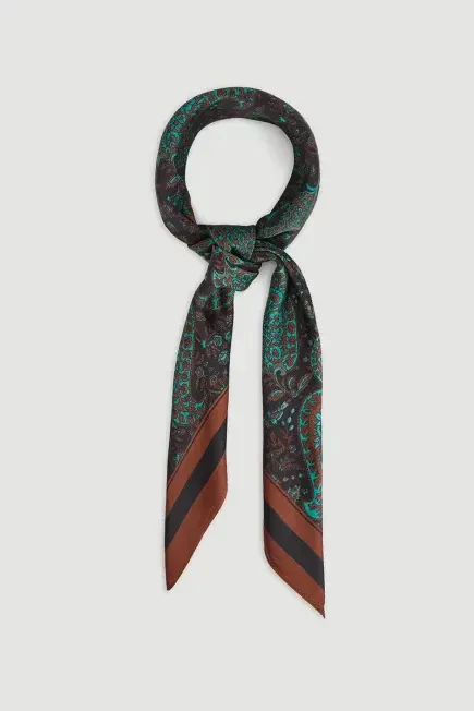 Large Shawl Patterned Scarf - Terracotta Brick-red