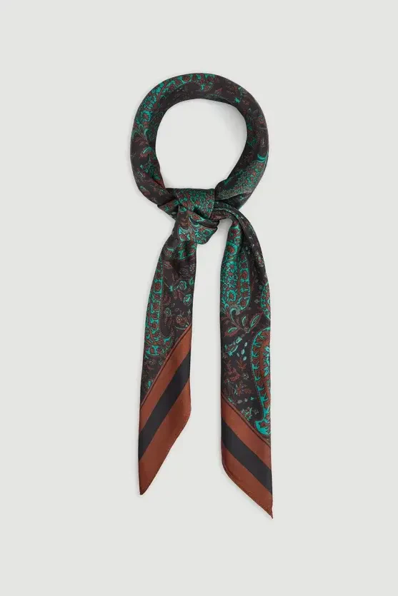 Large Shawl Patterned Scarf - Terracotta - 1