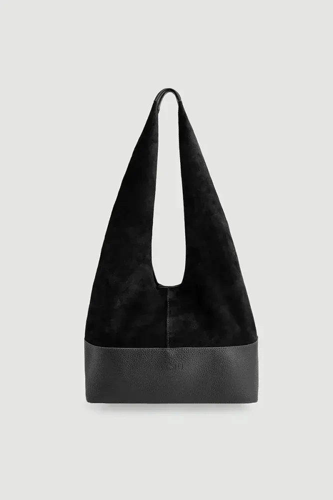Leather-Based Double Suede Bag - Black Black