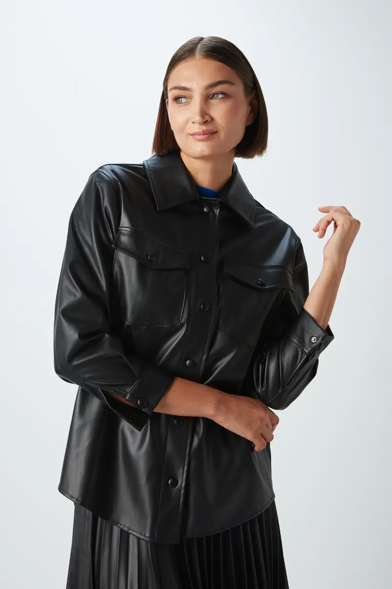 Leather Shirt - Black Autumn-Winter | Gusto