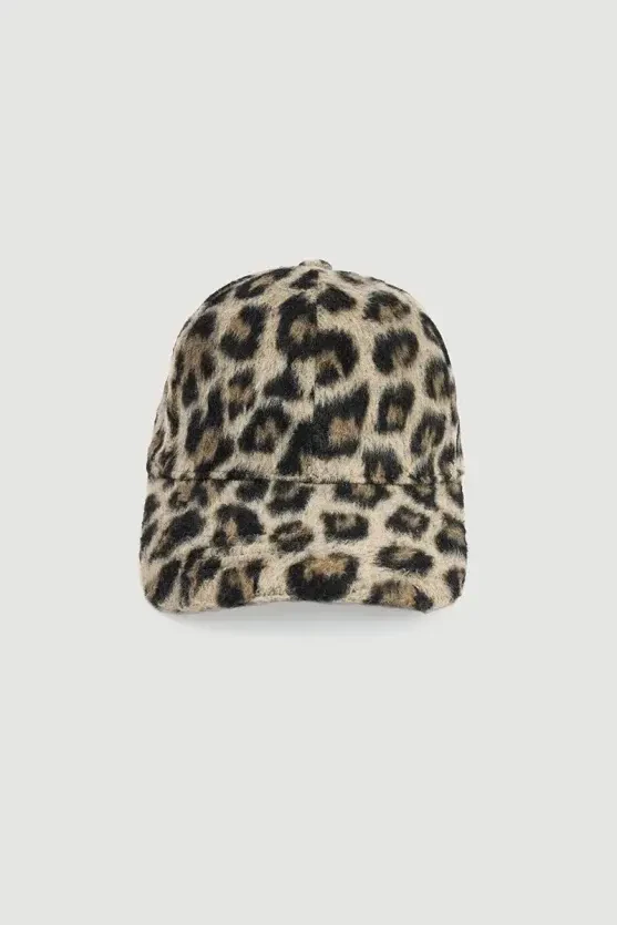 Leopard Print Hat - Beige - 1