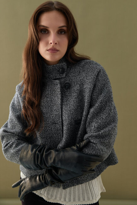 Long Matte Leather Gloves - Black - Gusto