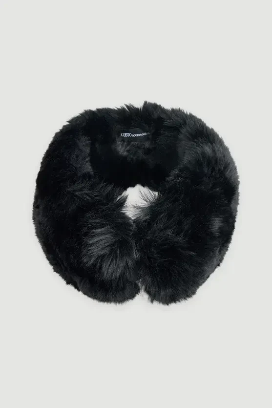 Magnetic Faux Fur Collar - Black - 3