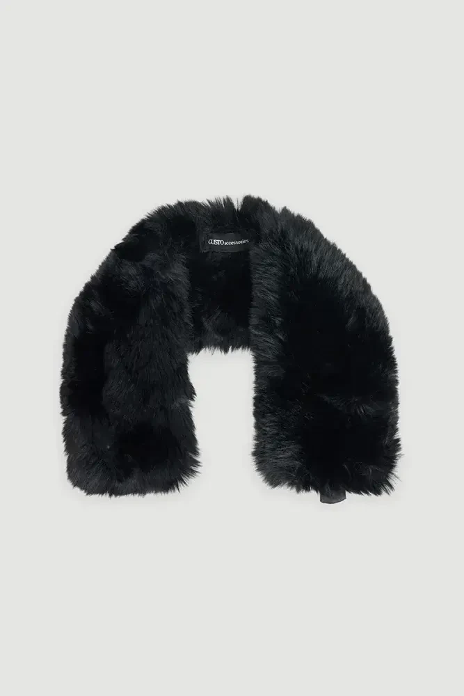 Magnetic Faux Fur Collar - Black Black