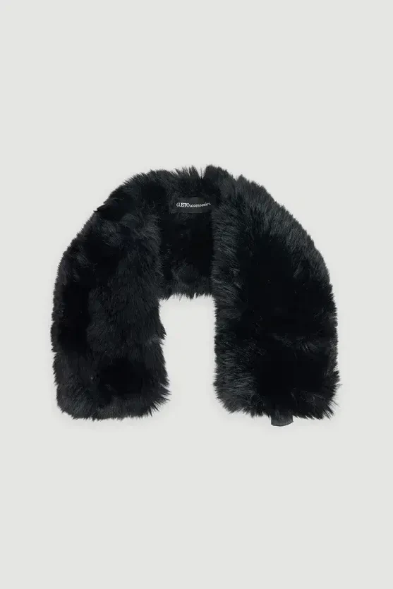 Magnetic Faux Fur Collar - Black - 1