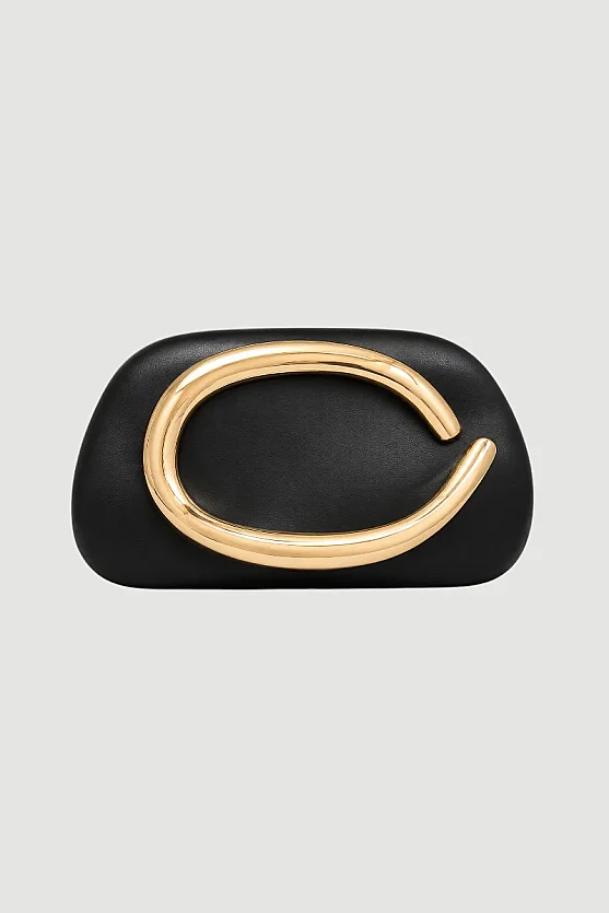 Metal Aksesuarlı Suni Deri Clutch Çanta - Siyah - Gusto