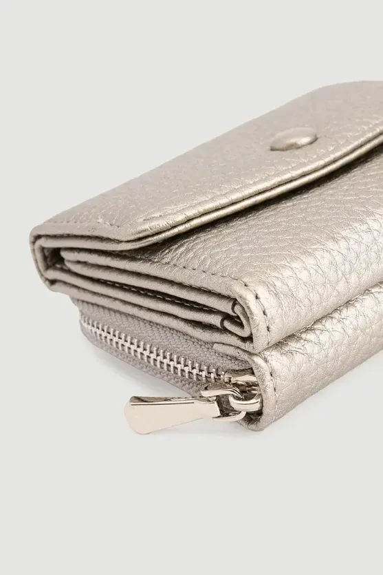 Mini Wallet with Zipper Detail - Gray - Gusto