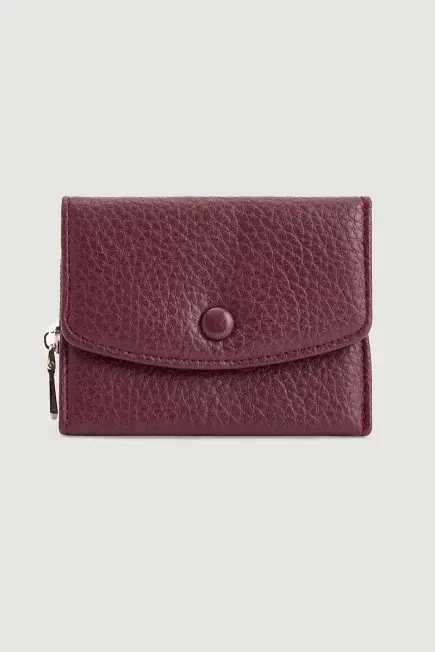 Mini Wallet with Zipper Detail - Maroon Marroon