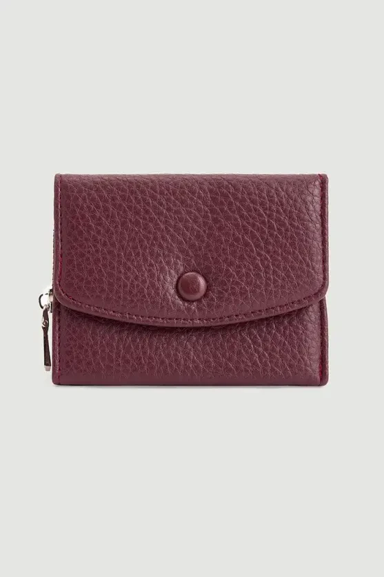 Mini Wallet with Zipper Detail - Maroon - Gusto