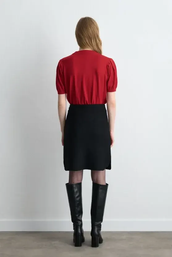 Mini Wool Skirt - Black - 6