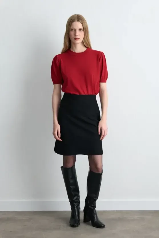 Mini Wool Skirt - Black - Gusto