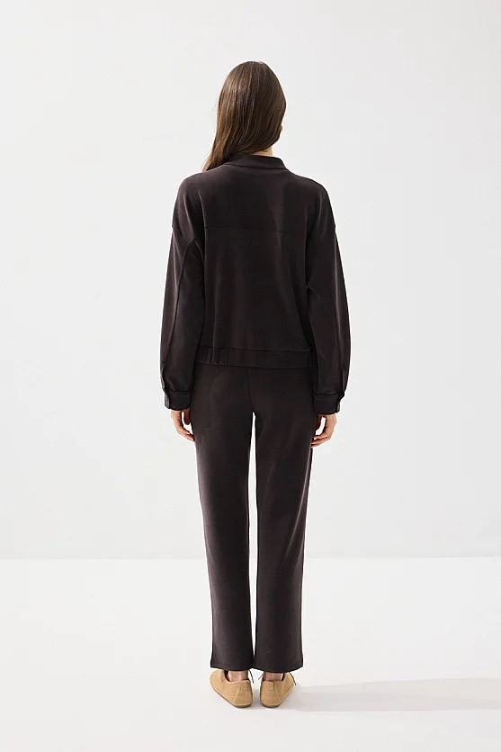 Modal Örme Bomber Ceket - Kahverengi - Gusto