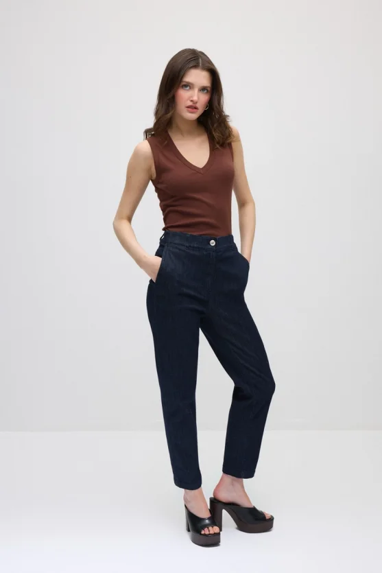 Mom Denim Pantolon - Lacivert - 1