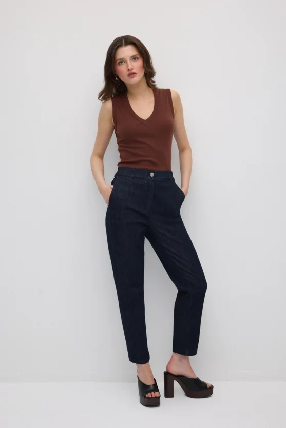 Mom Denim Pantolon - Lacivert - 4