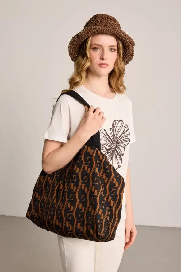 Monogram Alışveriş Çantası - Siyah - 2