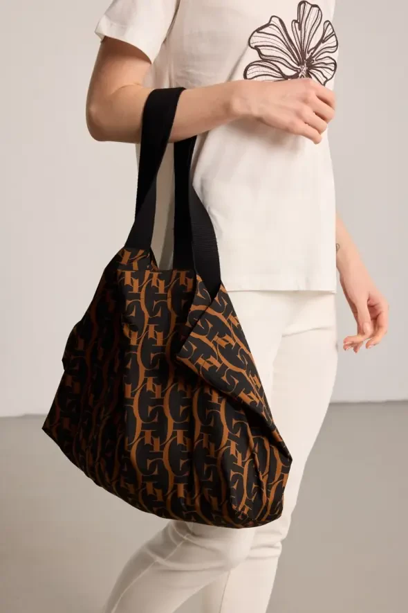 Monogram Alışveriş Çantası - Siyah - 6