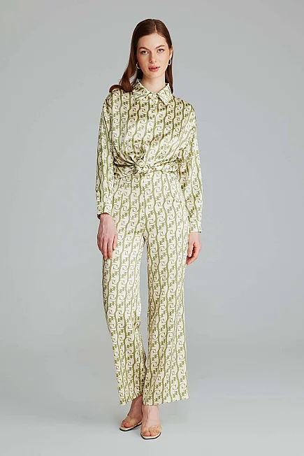 Monogram Pantolon - Yeşil - 3
