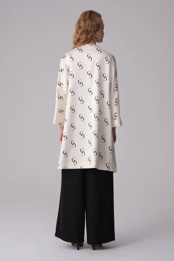 Monogram Saten Kaftan - Ekru - 4