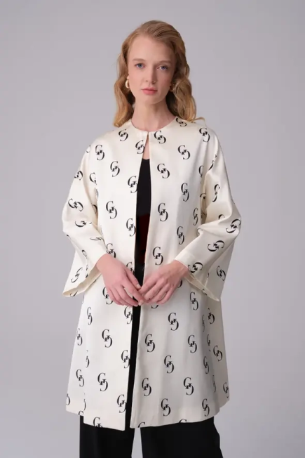 Monogram Saten Kaftan - Ekru Ekru