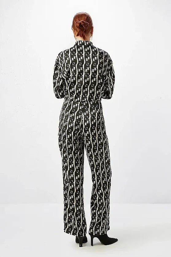 Monogram Saten Pantolon - Ekru - 5