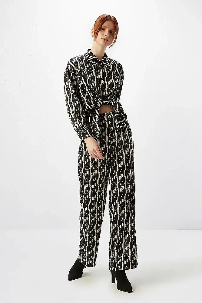 Monogram Saten Pantolon - Ekru Ekru