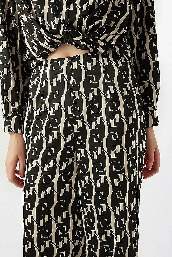 Monogram Saten Pantolon - Ekru - 4