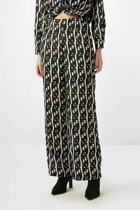 Monogram Saten Pantolon - Ekru - 