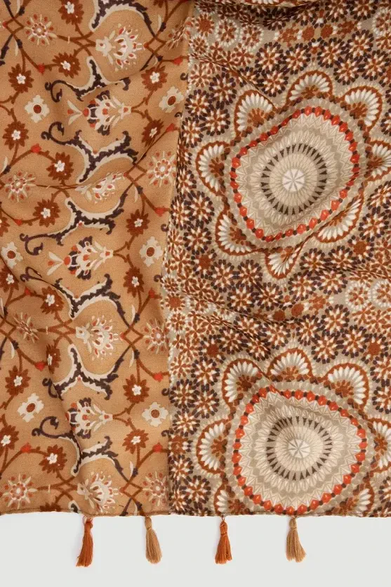 Multi-Pattern Scarf - Brown - Gusto