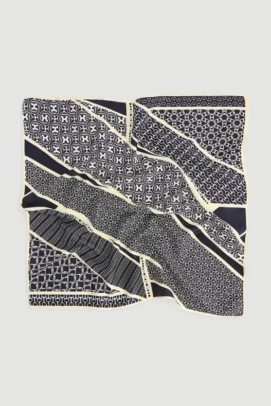 Multi-Patterned Scarf - Navy Blue - Gusto