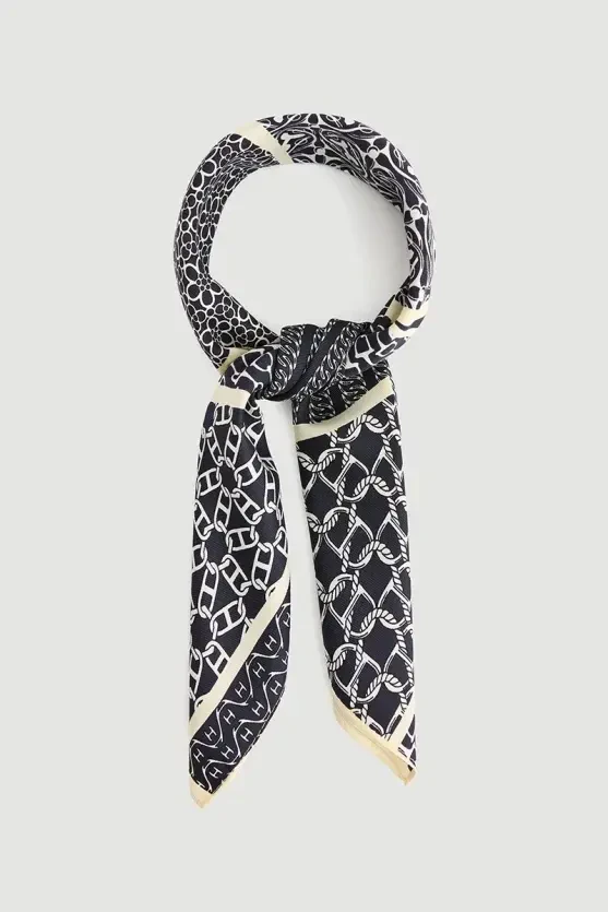 Multi-Patterned Scarf - Navy Blue - 1